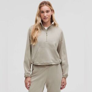 Lululemon Athletica Brushed Softstreme Half Zip Jacket in Riverstone size 8